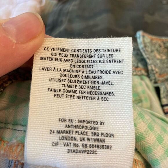 Pilcro & The Letterpress NWOT green and peach tiny floral skinny jeans runs big - Picture 15 of 15